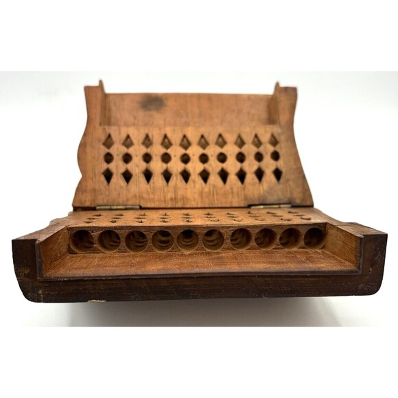 Vintage Wooden Elephant Cigarette Case Hand Carved Holder Storage Hinged - Picture 7 of 16